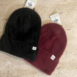 2- Alpine Design Women's Fuzzy Rib Beanie, 1 Merlot and 1 Black One Size